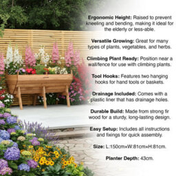 Woodside Raised Wooden Garden Bed Planter, Plants & Vegetable/herb Box - thumbnail 5