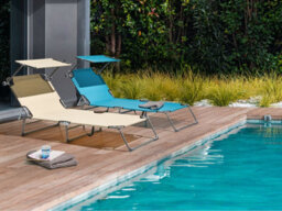 Beliani Sun Lounger Foligno Reclining Metal Beige - thumbnail 2