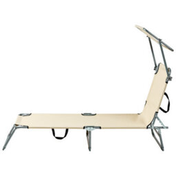 Beliani Sun Lounger Foligno Reclining Metal Beige - thumbnail 7
