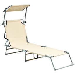 Beliani Sun Lounger Foligno Reclining Metal Beige - thumbnail 5