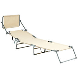 Beliani Sun Lounger Foligno Reclining Metal Beige - thumbnail 6