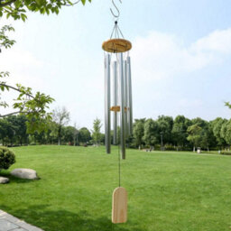 65Cm Silver Wind Chime, 6 Tuned Stainless Steel Tubes, Weather Resistant Hanging Garden Decor For Patio, Lawn, Balcony And Home - thumbnail 7
