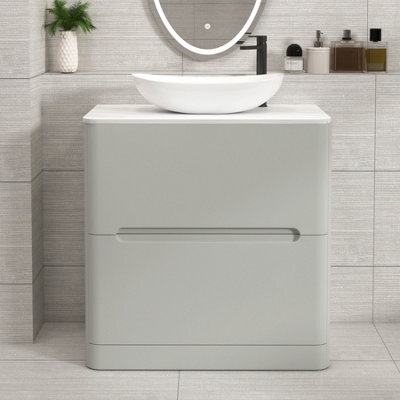 Royal Bathrooms Venice 800mm Dove Grey Freestanding Bathroom Countertop Vanity Unit 2 Drawer With Cesar Basin - image 1
