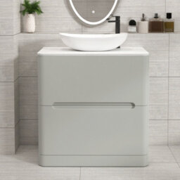 Royal Bathrooms Venice 800mm Dove Grey Freestanding Bathroom Countertop Vanity Unit 2 Drawer With Cesar Basin - thumbnail 1