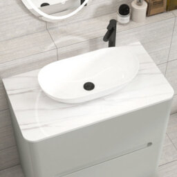 Royal Bathrooms Venice 800mm Dove Grey Freestanding Bathroom Countertop Vanity Unit 2 Drawer With Cesar Basin - thumbnail 6