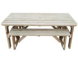 Arbor Garden Solutions Victoria Rounded Space Saving Picnic Table Benches Set (4Ft, Natural Finish) - thumbnail 4