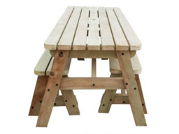 Arbor Garden Solutions Victoria Rounded Space Saving Picnic Table Benches Set (4Ft, Natural Finish) - thumbnail 5