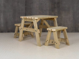 Arbor Garden Solutions Victoria Rounded Space Saving Picnic Table Benches Set (4Ft, Natural Finish) - thumbnail 3
