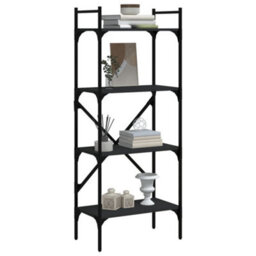 Berkfield Durable Bookcase 4-Tier Black 56X31.5X138.5 Cm Engineered Wood - thumbnail 3