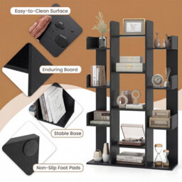 Gainoom Tree Bookshelf Black Tall Bookcase Corner Books Storage Organizer With 13 Open Shelves - thumbnail 5