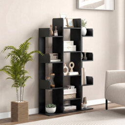 Gainoom Tree Bookshelf Black Tall Bookcase Corner Books Storage Organizer With 13 Open Shelves - thumbnail 1