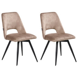 Beliani Set Of 2 Dining Chairs Swivel Hallett Velvet Beige - thumbnail 1