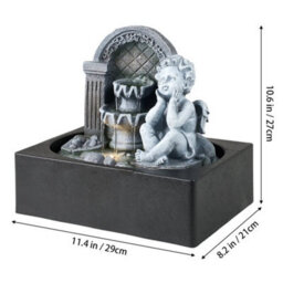 Water Fountain Rock Feature Angel Indoor Outdoor Led Waterfall Garden Decor - thumbnail 2