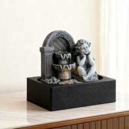 Water Fountain Rock Feature Angel Indoor Outdoor Led Waterfall Garden Decor - thumbnail 6