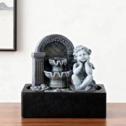Water Fountain Rock Feature Angel Indoor Outdoor Led Waterfall Garden Decor - thumbnail 4