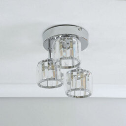 Valuelights Beth Silver Chrome 3 Way Drop Ceiling Light Fitting With Clear Glass Textured Shades For Living Room Bedroom - thumbnail 5