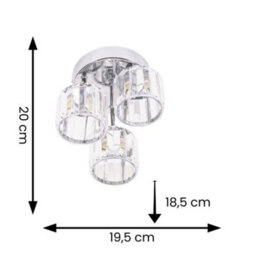 Valuelights Beth Silver Chrome 3 Way Drop Ceiling Light Fitting With Clear Glass Textured Shades For Living Room Bedroom - thumbnail 6