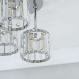 Valuelights Beth Silver Chrome 3 Way Drop Ceiling Light Fitting With Clear Glass Textured Shades For Living Room Bedroom - thumbnail 3