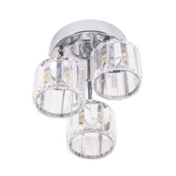 Valuelights Beth Silver Chrome 3 Way Drop Ceiling Light Fitting With Clear Glass Textured Shades For Living Room Bedroom - thumbnail 2