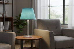 Light Blue Fabric Coolie Lampshade 28Cm With Premium Quality Free A60 Led Bulb - thumbnail 6