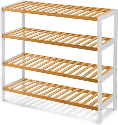 Mantraraj 4 Tier Natural Bamboo Shoe Rack Easy Assembly And Strong Design Shelf Organiser Ideal For Bedroom, Bathroom ,hallway Etc - image 1
