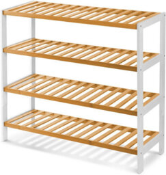 Mantraraj 4 Tier Natural Bamboo Shoe Rack Easy Assembly And Strong Design Shelf Organiser Ideal For Bedroom, Bathroom ,hallway Etc