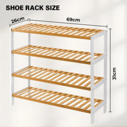 Mantraraj 4 Tier Natural Bamboo Shoe Rack Easy Assembly And Strong Design Shelf Organiser Ideal For Bedroom, Bathroom ,hallway Etc - thumbnail 2