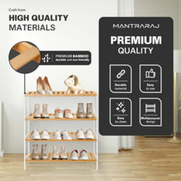 Mantraraj 4 Tier Natural Bamboo Shoe Rack Easy Assembly And Strong Design Shelf Organiser Ideal For Bedroom, Bathroom ,hallway Etc - thumbnail 6