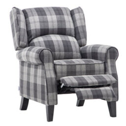 SquareBoxx Windsor Wingback Signature Linen Tweed Pushback Recliner Armchair Grey - thumbnail 4