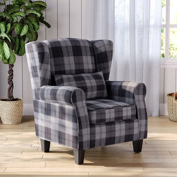 SquareBoxx Windsor Wingback Signature Linen Tweed Pushback Recliner Armchair Grey