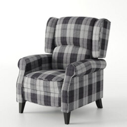 SquareBoxx Windsor Wingback Signature Linen Tweed Pushback Recliner Armchair Grey - thumbnail 3