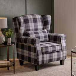 SquareBoxx Windsor Wingback Signature Linen Tweed Pushback Recliner Armchair Grey - thumbnail 2