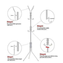 Coat Stand Floor Standing Clothes Rack 12 Hooks Umbrella Holder - thumbnail 6