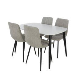 Core Products Aspen White 120Cm Rectangular Dining Table With 4 Light Grey Cord Fabric Straight Stitch Design Chairs - thumbnail 2