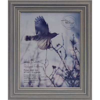 Deenz Rectangle Blue Dusk 10X8'' (25X20Cm) Photo Frame Ridged Design Painted Effect Glass Ready To Hang Or Stand 30.8X27.1X2 Cm - image 1