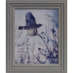 Deenz Rectangle Blue Dusk 10X8'' (25X20Cm) Photo Frame Ridged Design Painted Effect Glass Ready To Hang Or Stand 30.8X27.1X2 Cm - thumbnail 1