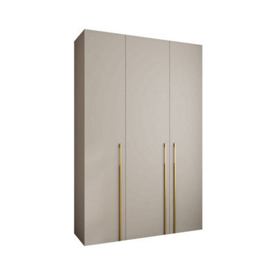 Arte Elegant Cashmere Como 3 Hinged Door Wardrobe H2460mm W1600mm D500mm, Three Doors, Eleven Shelves, Two Hanging Rails, Gold Handles - image 1