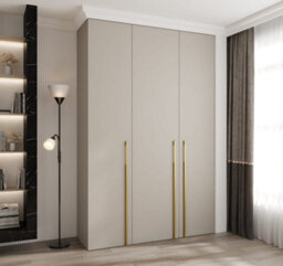 Arte Elegant Cashmere Como 3 Hinged Door Wardrobe H2460mm W1600mm D500mm, Three Doors, Eleven Shelves, Two Hanging Rails, Gold Handles - thumbnail 2