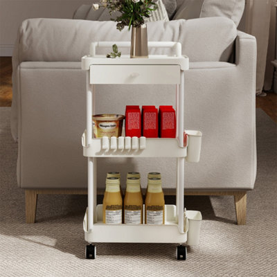 Levede 3 Tier Kitchen Trolley Cart White Metal Rolling Storage Rack Island - image 1