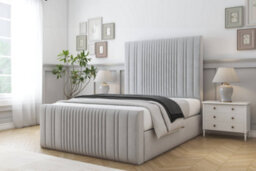 "Sloomy Kingsley Silver Plush Bed Frame With Mattress With 50"" Upholstered Headboard 2'6 Small Single" - thumbnail 2