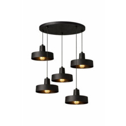 Luminosa Lighting Luminosa Velyo Cluster Pendant Ceiling Light Black 5X E27 - thumbnail 2