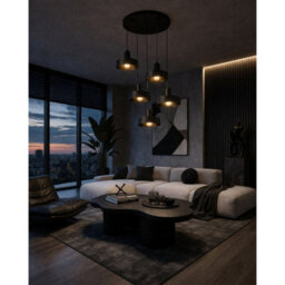 Luminosa Lighting Luminosa Velyo Cluster Pendant Ceiling Light Black 5X E27 - thumbnail 3