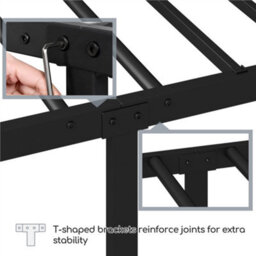 Yaheetech Black 5Ft King Metal Bed Frame With High Headboard Strong Iron Platform Bed For Bedroom - thumbnail 5