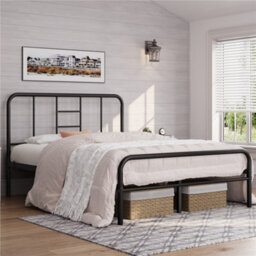 Yaheetech Black 5Ft King Metal Bed Frame With High Headboard Strong Iron Platform Bed For Bedroom - thumbnail 2