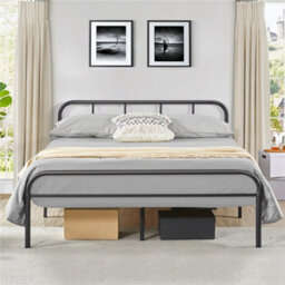 Yaheetech Black 5Ft King Metal Bed Frame With High Headboard Strong Iron Platform Bed For Bedroom - thumbnail 1