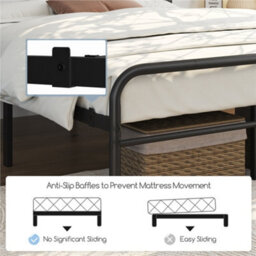 Yaheetech Black 5Ft King Metal Bed Frame With High Headboard Strong Iron Platform Bed For Bedroom - thumbnail 8