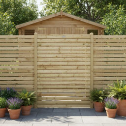 Premier Garden Supplies Slatted Garden Gate Roma Range H.4Ft X W.3Ft Fully Framed Wooden Pressure Treated Decorative Venetian Timber Garden Door - thumbnail 9