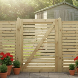 Premier Garden Supplies Slatted Garden Gate Roma Range H.4Ft X W.3Ft Fully Framed Wooden Pressure Treated Decorative Venetian Timber Garden Door - thumbnail 4