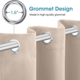 Oxford Homeware Plain Cream 230Gsm Blackout Curtain Thermal Insulated Eyelet For Living Room Curtain Pair (W)228Cm X (L)228Cm - thumbnail 2