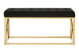 Orsina Allure Black Tufted Seat And Gold Finish Bench - thumbnail 5